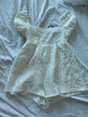 White Romper with Puff Sleeves NWT